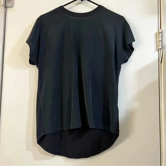 ECRU Black Silk Jersey Knit Tee T-Shirt Mix Media Short Sleeve Size Small - Picture 3 of 9